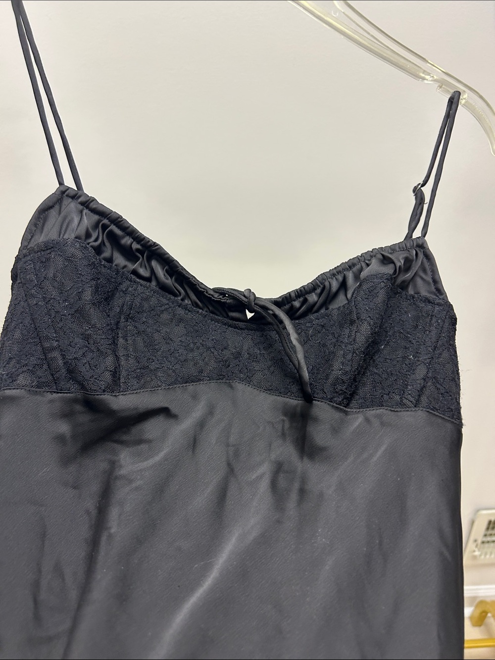 Urban Outfitters Black Satin Slip with Lace Bust image 3